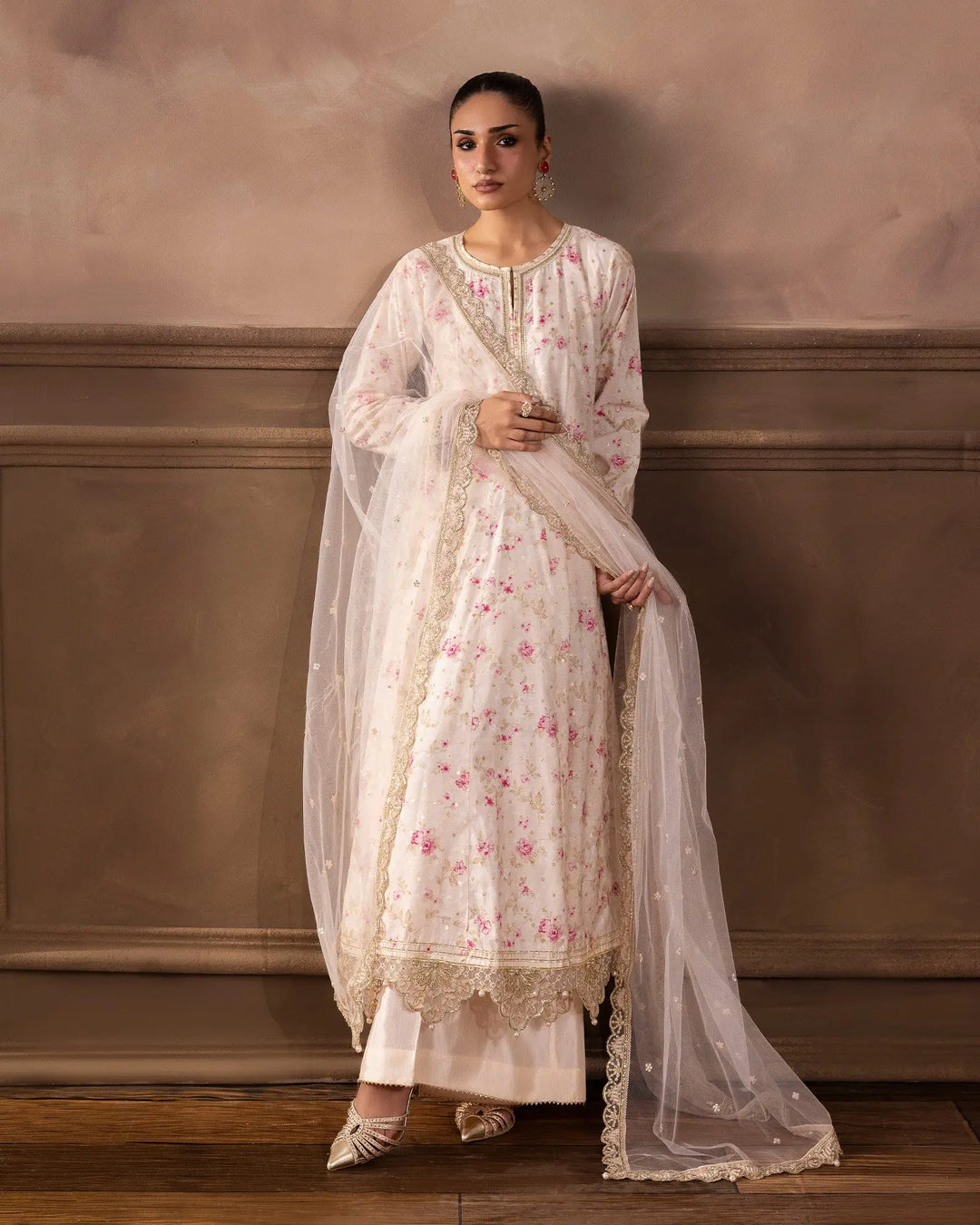Women’s Staple Bindi Jall Embroidered Frock with Sharara Sha Posh Textile