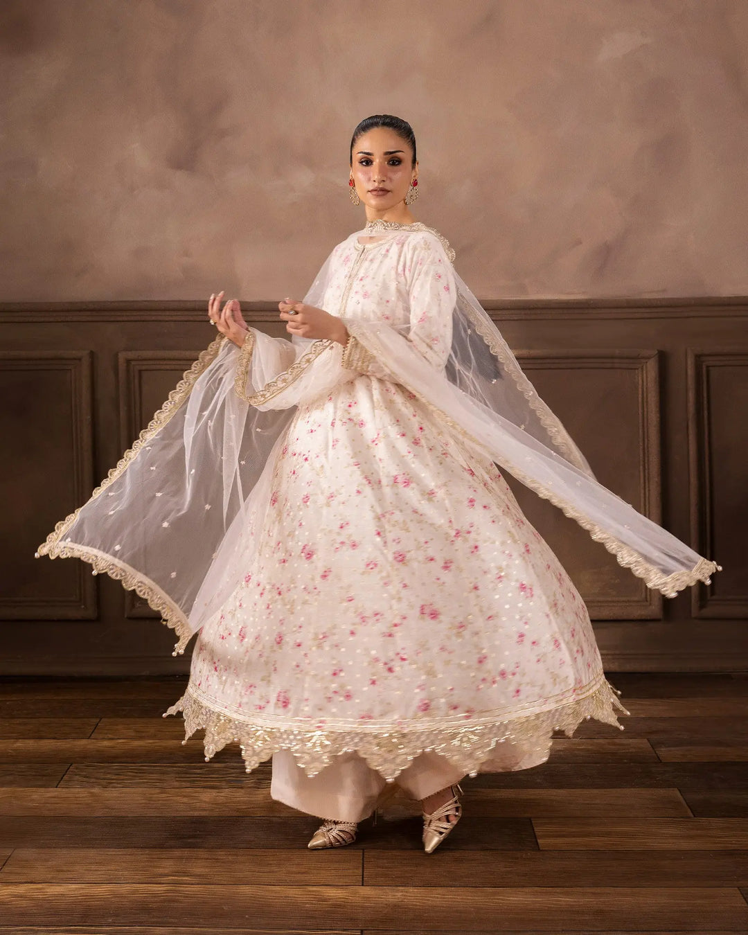 Women’s Staple Bindi Jall Embroidered Frock with Sharara Sha Posh Textile