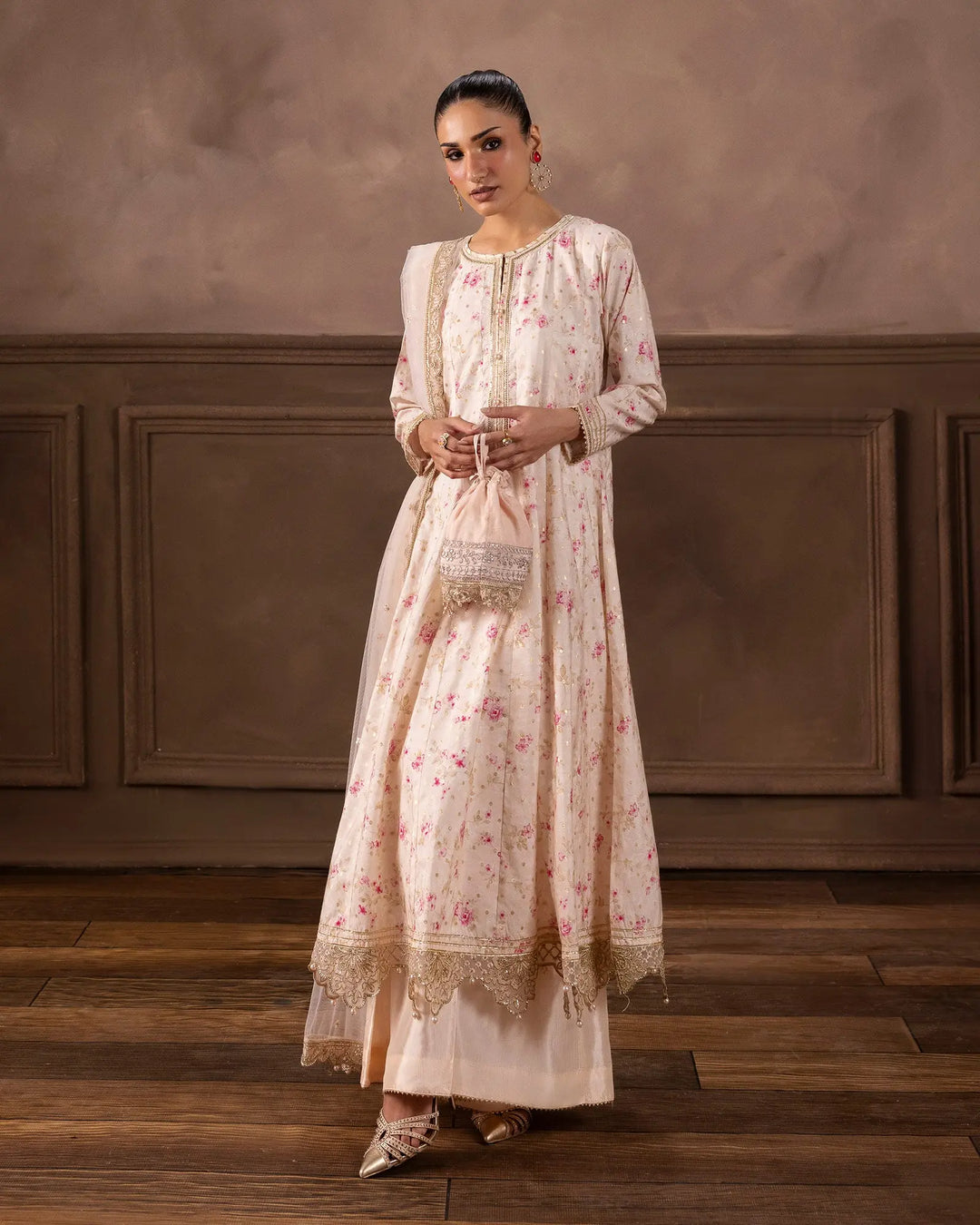 Women’s Staple Bindi Jall Embroidered Frock with Sharara Sha Posh Textile