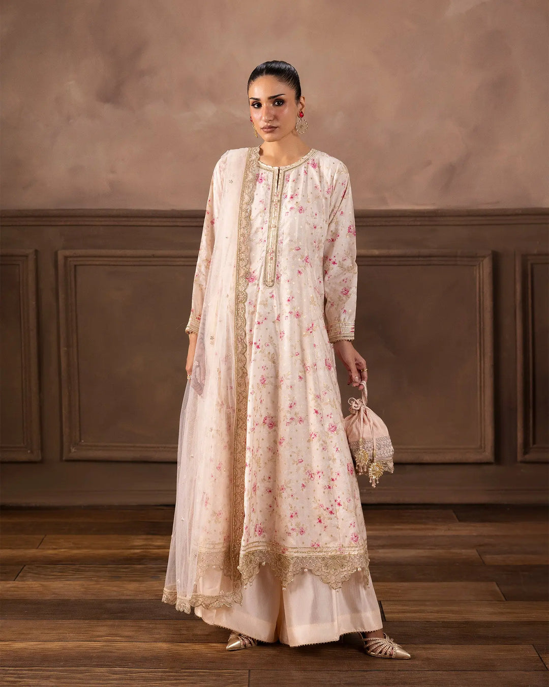 Women’s Staple Bindi Jall Embroidered Frock with Sharara Sha Posh Textile