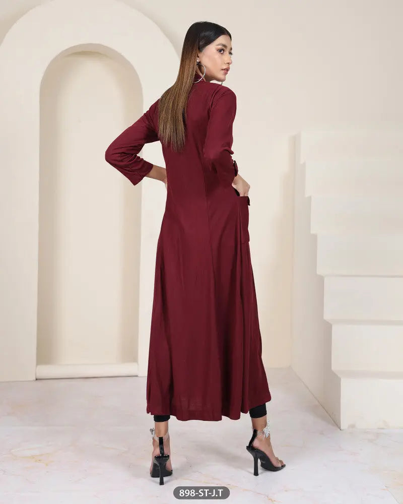Casual Maxi Style Wool Shirt (Stitched) | 898-ST-J.T ShaPosh Textile