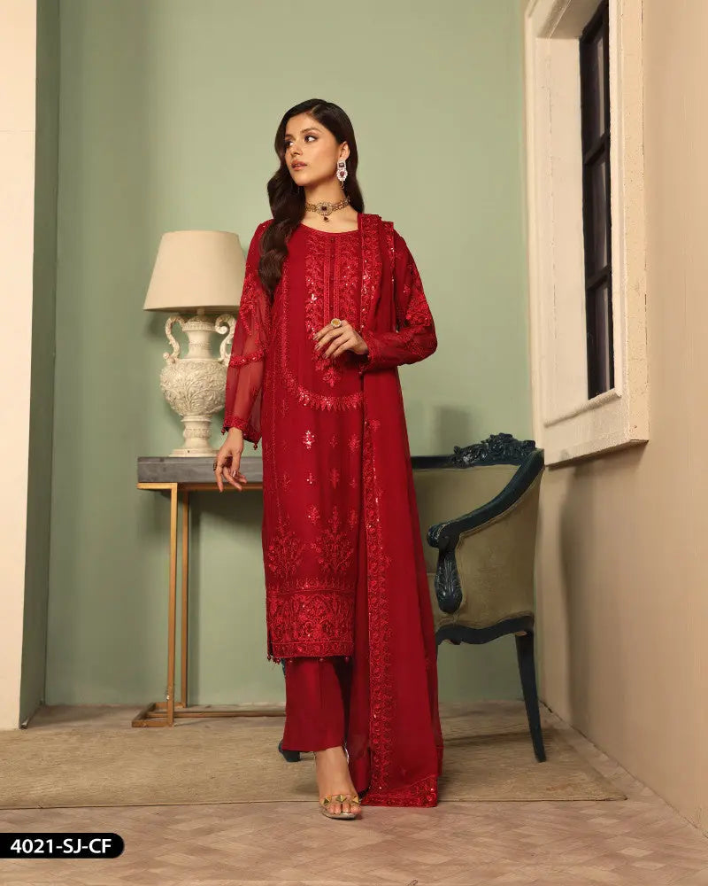 FORMAL 3PC EMBROIDERED SUIT | 4021-SJ-CF ShaPosh Textile