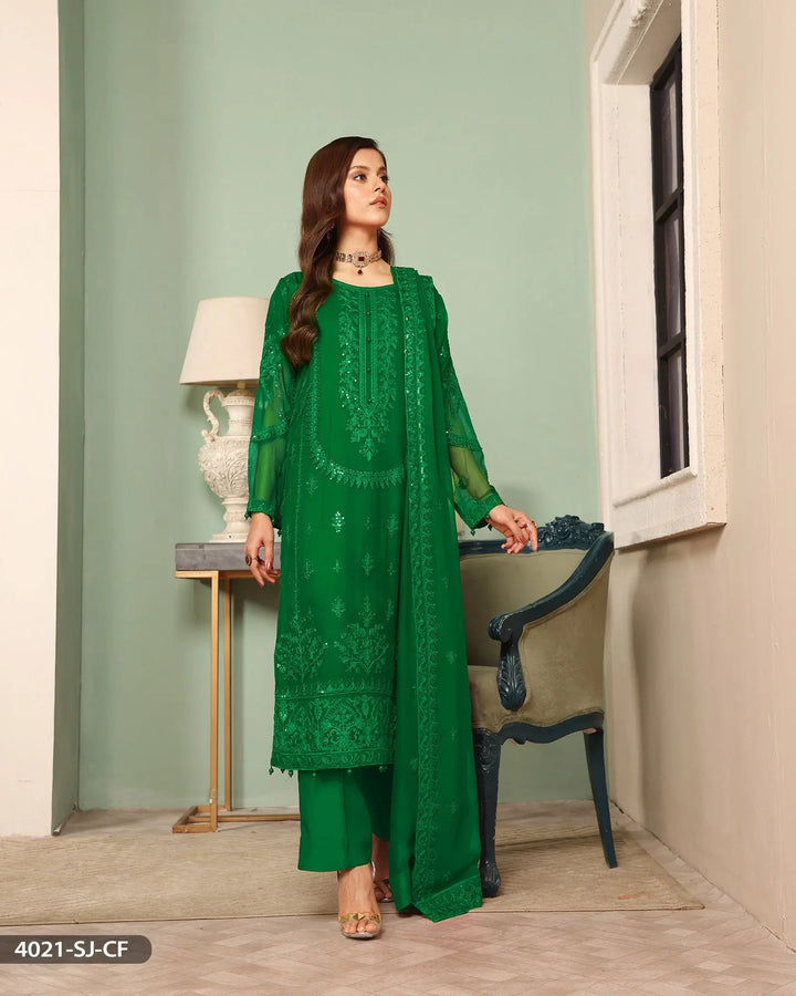 FORMAL 3PC EMBROIDERED SUIT | 4021-SJ-CF ShaPosh Textile