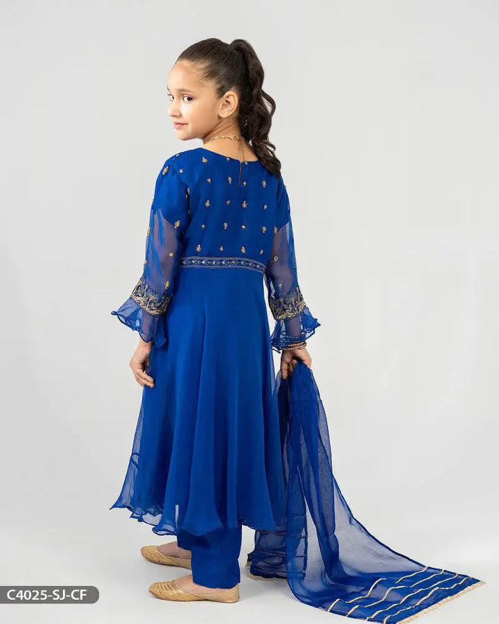 Kids Chiffon Embroidered Frock | 4025-SJ-CF ShaPosh Textile